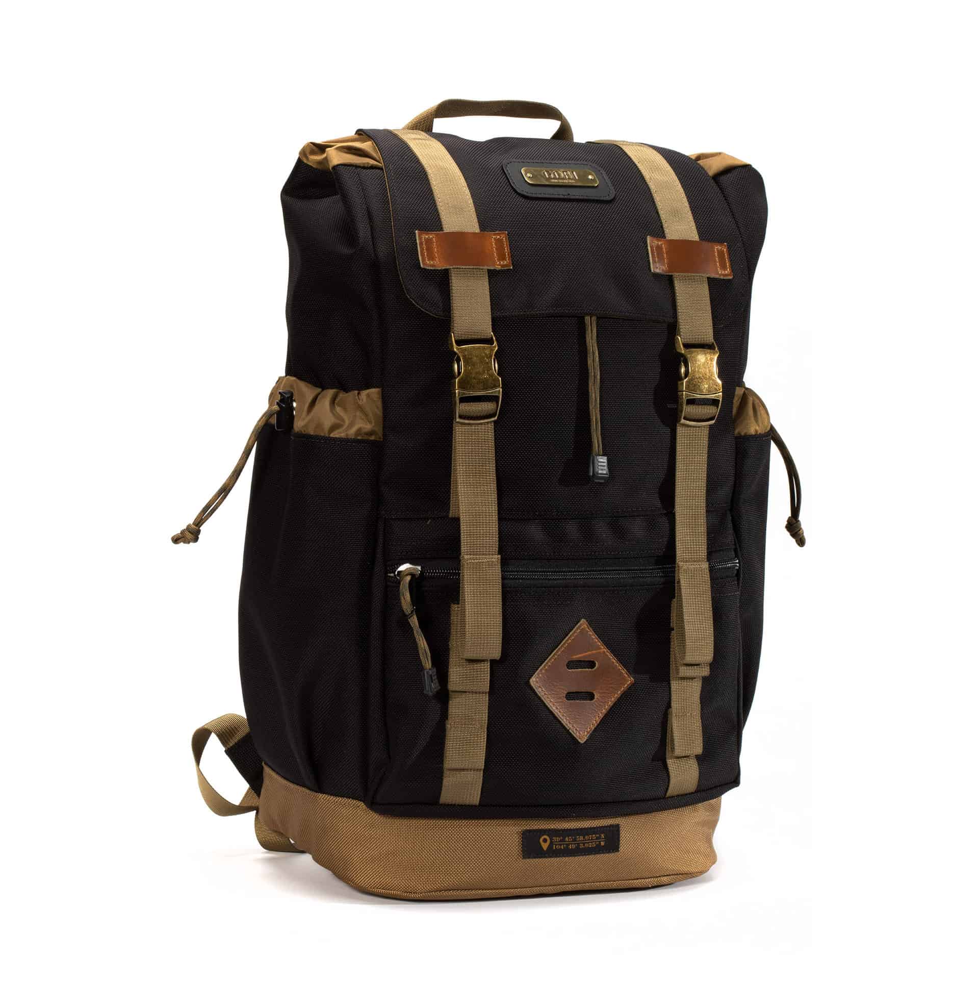black and tan backpack