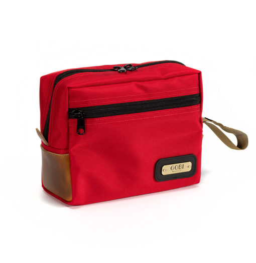 Red and Tan Dopp Kit